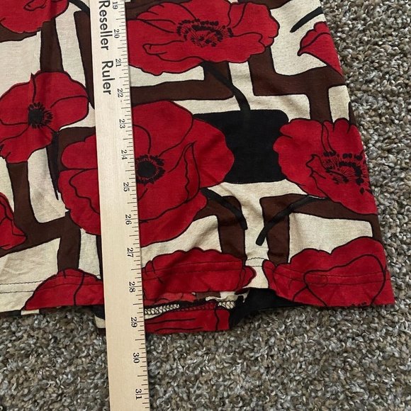 Shana K Womens Beaded Blouse Extra Large Red Floral Cap Sleeve V-neck Bodycon - Picture 9 of 12